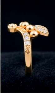 Elegant Golden Orb Pave Ring