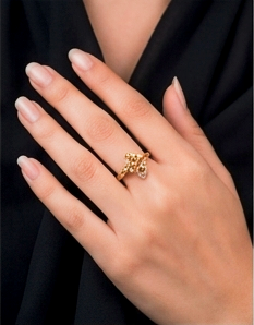 Elegant Golden Orb Pave Ring