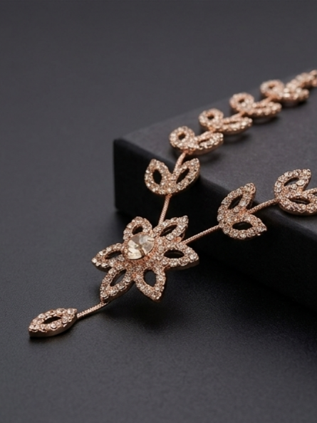 Elegant Rose Gold Floral Jewellery Set