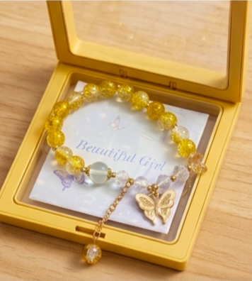 Golden Butterfly Beaded Bracelet